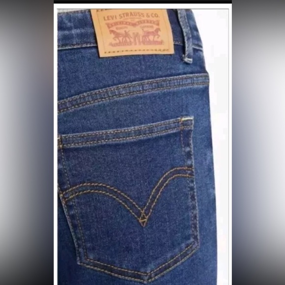 Levi's Girls' High-Rise Straight Jeans - Dark Wash 16 - Picture 6 of 7